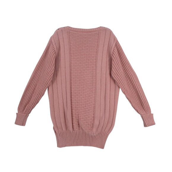 Pink Cable Knit Sweater Size - XXL 100% Polyester Crew Neck Long Sleeve - Picture 8 of 9